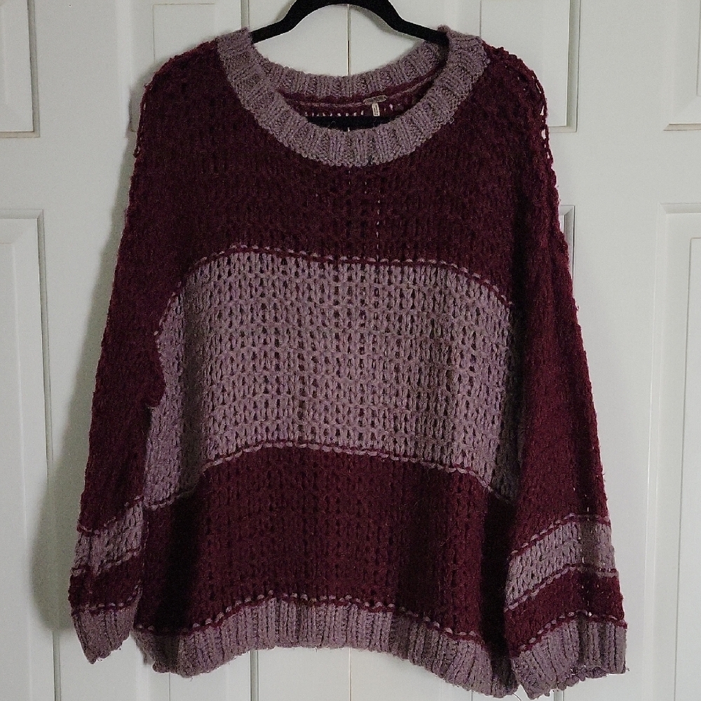 Free People Womens Open Weave Long Sleeve Sweater Beachy Coastal Sz M